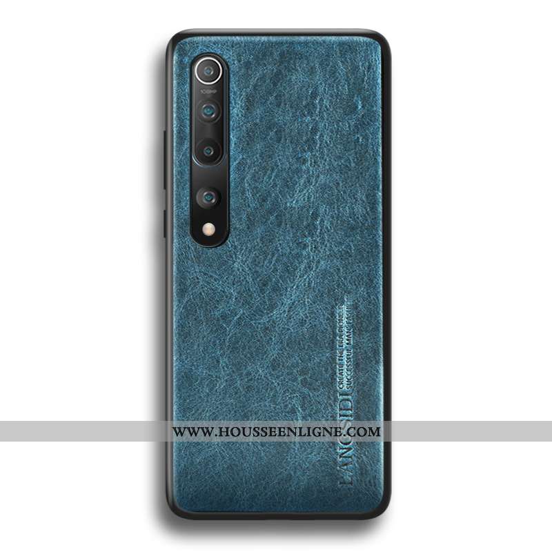 Étui Xiaomi Mi 10 Cuir Véritable Ultra Bovins Petit Bleu Délavé En Daim Personnalité