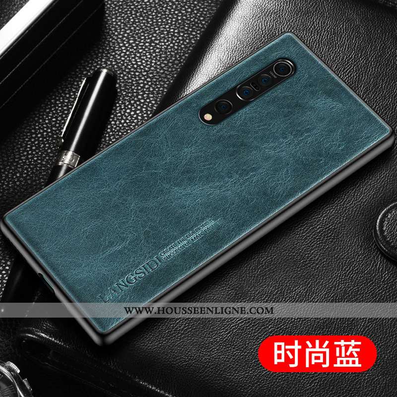 Étui Xiaomi Mi 10 Cuir Véritable Ultra Bovins Petit Bleu Délavé En Daim Personnalité