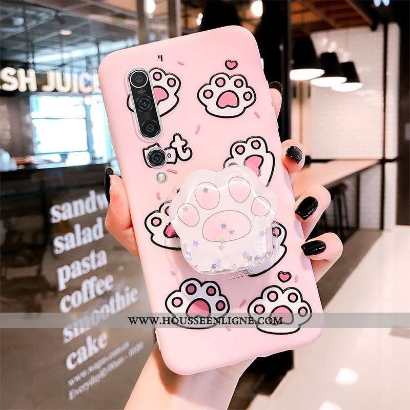 Étui Xiaomi Mi 10 Fluide Doux Silicone Incassable Nouveau Chat Créatif Tout Compris Rose