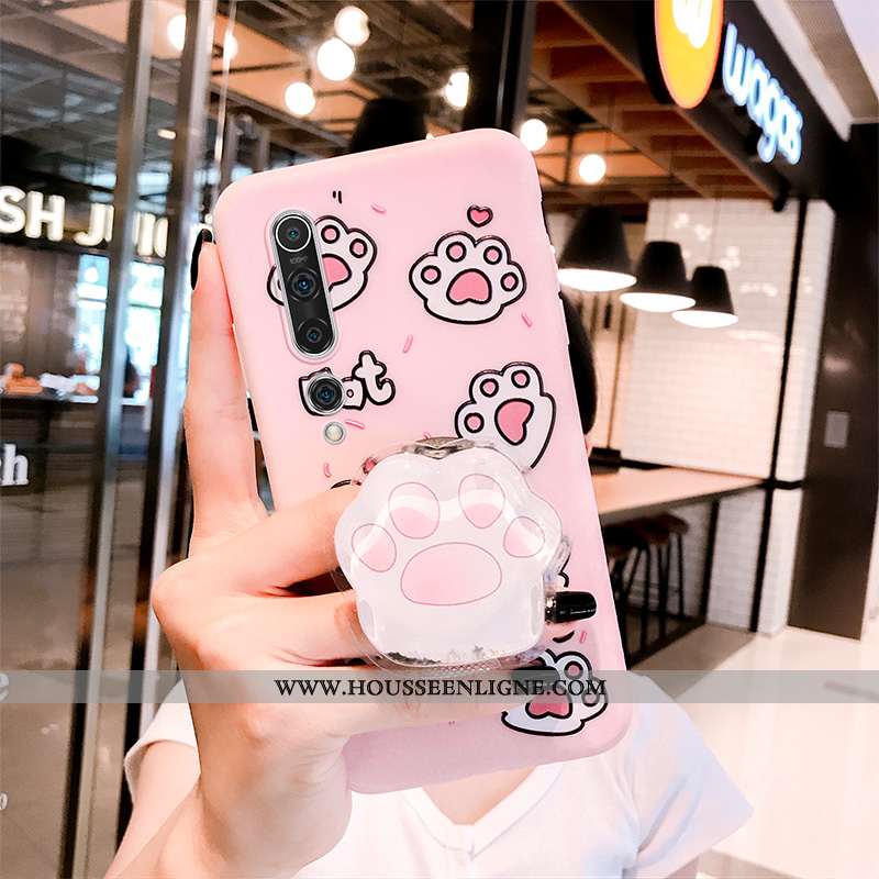 Étui Xiaomi Mi 10 Fluide Doux Silicone Incassable Nouveau Chat Créatif Tout Compris Rose