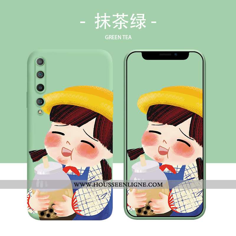 Étui Xiaomi Mi 10 Fluide Doux Silicone Vert Charmant Coque Rouge Petit Verte