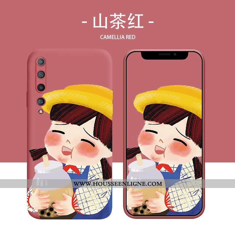 Étui Xiaomi Mi 10 Fluide Doux Silicone Vert Charmant Coque Rouge Petit Verte