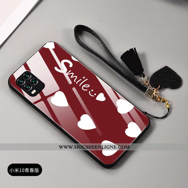 Étui Xiaomi Mi 10 Lite Créatif Charmant Difficile Téléphone Portable Amoureux Verre Coque Bordeaux