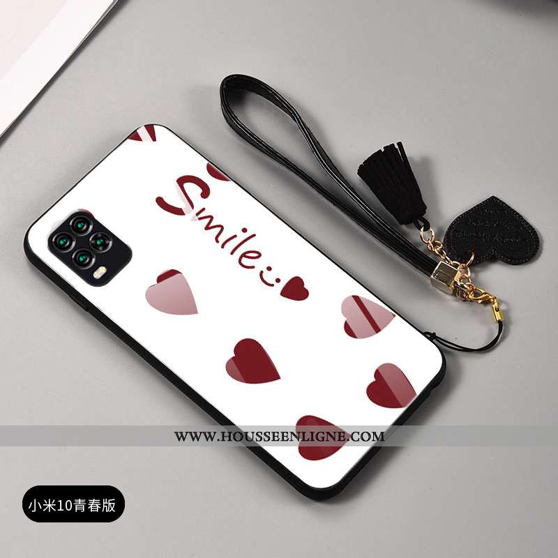Étui Xiaomi Mi 10 Lite Créatif Charmant Difficile Téléphone Portable Amoureux Verre Coque Bordeaux