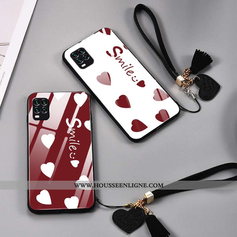 Étui Xiaomi Mi 10 Lite Créatif Charmant Difficile Téléphone Portable Amoureux Verre Coque Bordeaux