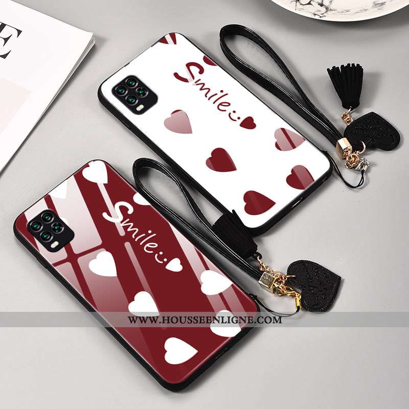 Étui Xiaomi Mi 10 Lite Créatif Charmant Difficile Téléphone Portable Amoureux Verre Coque Bordeaux