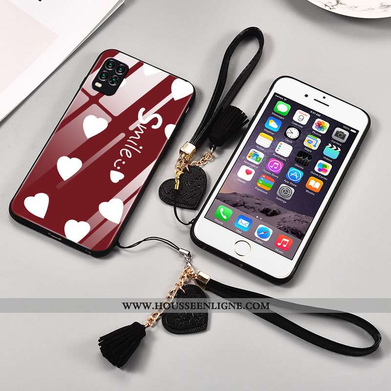 Étui Xiaomi Mi 10 Lite Créatif Charmant Difficile Téléphone Portable Amoureux Verre Coque Bordeaux