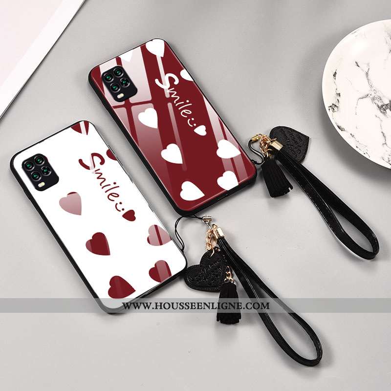 Étui Xiaomi Mi 10 Lite Créatif Charmant Difficile Téléphone Portable Amoureux Verre Coque Bordeaux