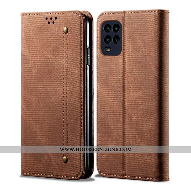 Étui Xiaomi Mi 10 Lite Cuir Protection Housse Tout Compris Carte Coque Business Marron