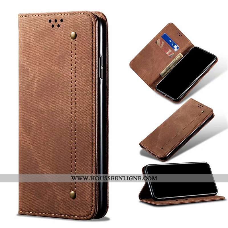 Étui Xiaomi Mi 10 Lite Cuir Protection Housse Tout Compris Carte Coque Business Marron