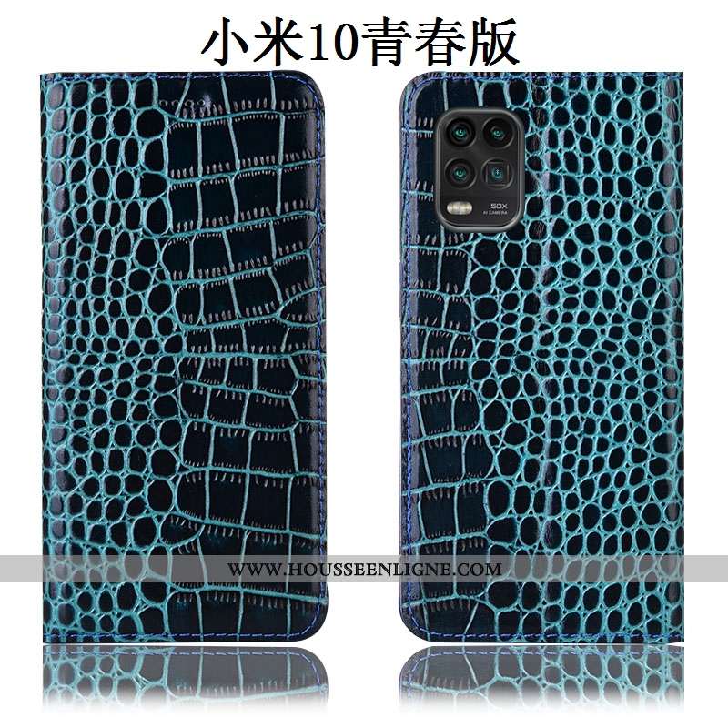 Étui Xiaomi Mi 10 Lite Cuir Véritable Protection Coque Jeunesse Housse Incassable Marron