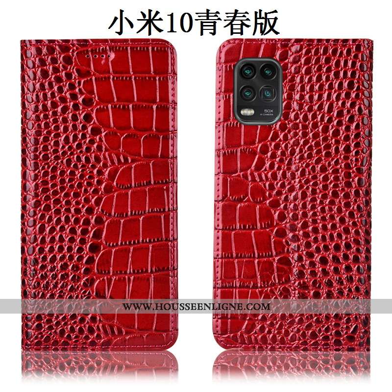Étui Xiaomi Mi 10 Lite Cuir Véritable Protection Coque Jeunesse Housse Incassable Marron