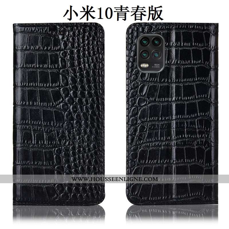 Étui Xiaomi Mi 10 Lite Cuir Véritable Protection Coque Jeunesse Housse Incassable Marron