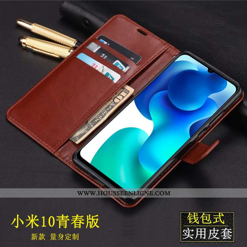 Étui Xiaomi Mi 10 Lite Protection Cuir Tout Compris Housse Nouveau Incassable Marron