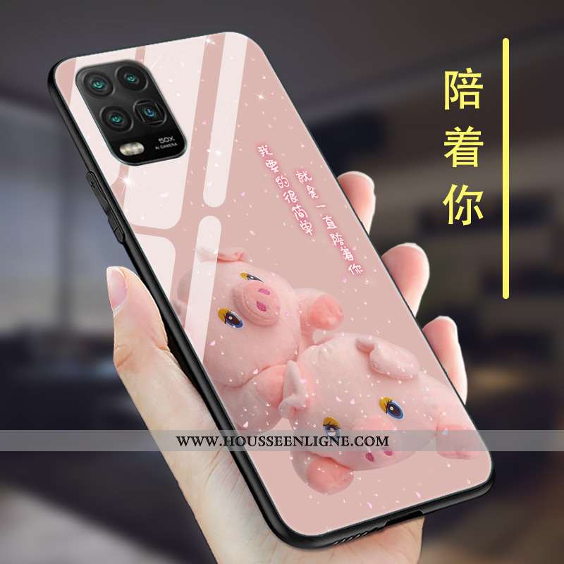 Étui Xiaomi Mi 10 Lite Protection Verre Coque Membrane Net Rouge Tout Compris Marron