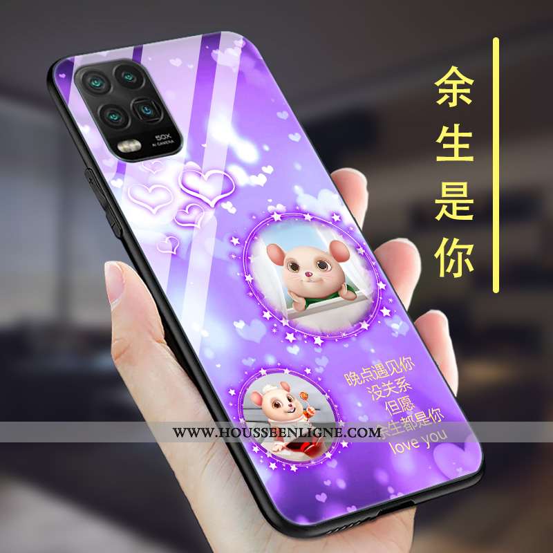 Étui Xiaomi Mi 10 Lite Protection Verre Coque Membrane Net Rouge Tout Compris Marron