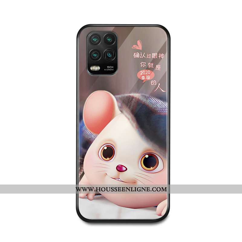 Étui Xiaomi Mi 10 Lite Protection Verre Coque Membrane Net Rouge Tout Compris Marron