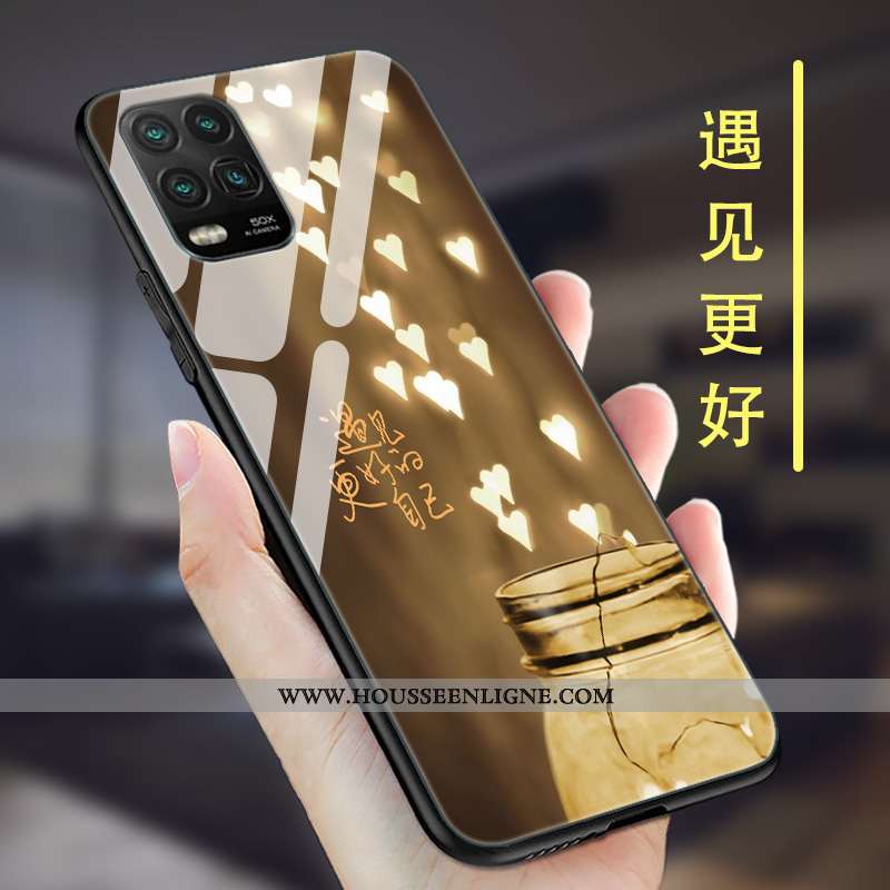 Étui Xiaomi Mi 10 Lite Protection Verre Coque Membrane Net Rouge Tout Compris Marron