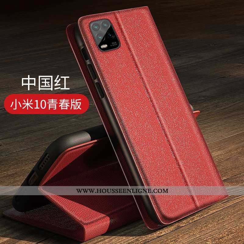 Étui Xiaomi Mi 10 Lite Silicone Protection Tendance Petit Fluide Doux Personnalité Cuir Noir