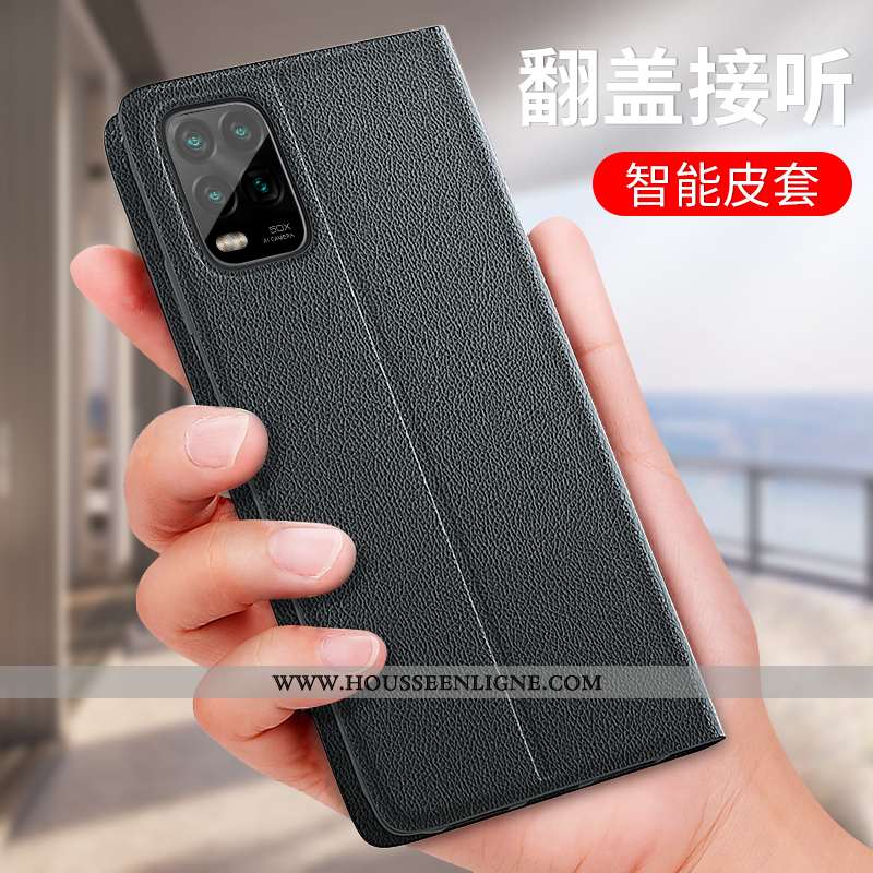 Étui Xiaomi Mi 10 Lite Silicone Protection Tendance Petit Fluide Doux Personnalité Cuir Noir