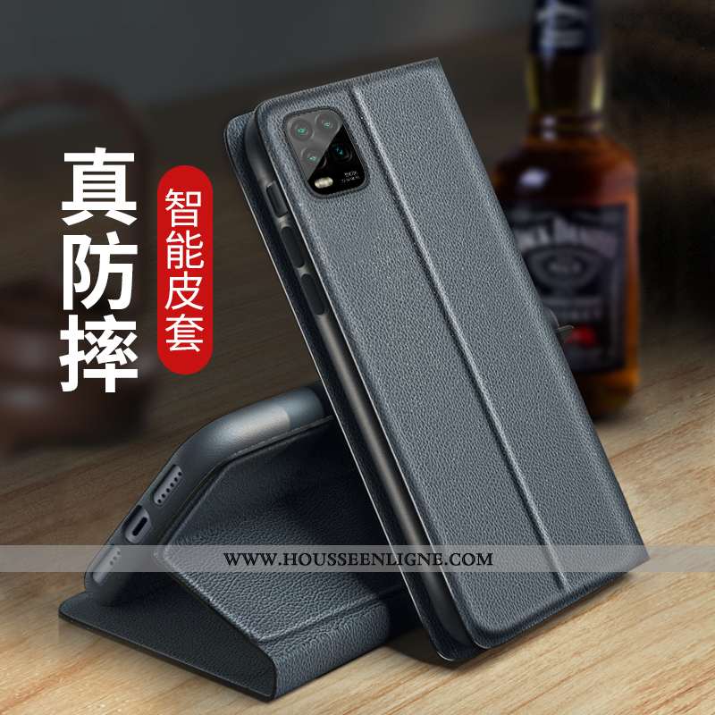 Étui Xiaomi Mi 10 Lite Silicone Protection Tendance Petit Fluide Doux Personnalité Cuir Noir