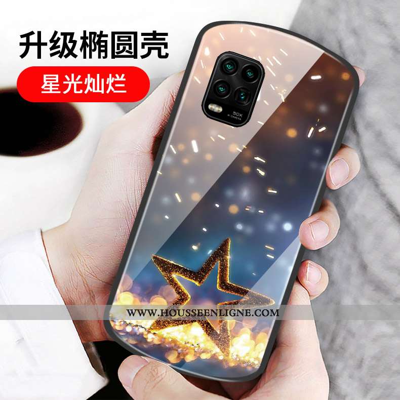 Étui Xiaomi Mi 10 Lite Verre Personnalité Cœur Incassable Rose Rond Téléphone Portable