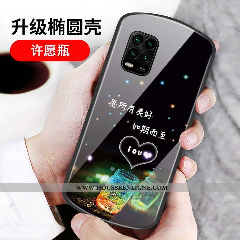 Étui Xiaomi Mi 10 Lite Verre Personnalité Cœur Incassable Rose Rond Téléphone Portable