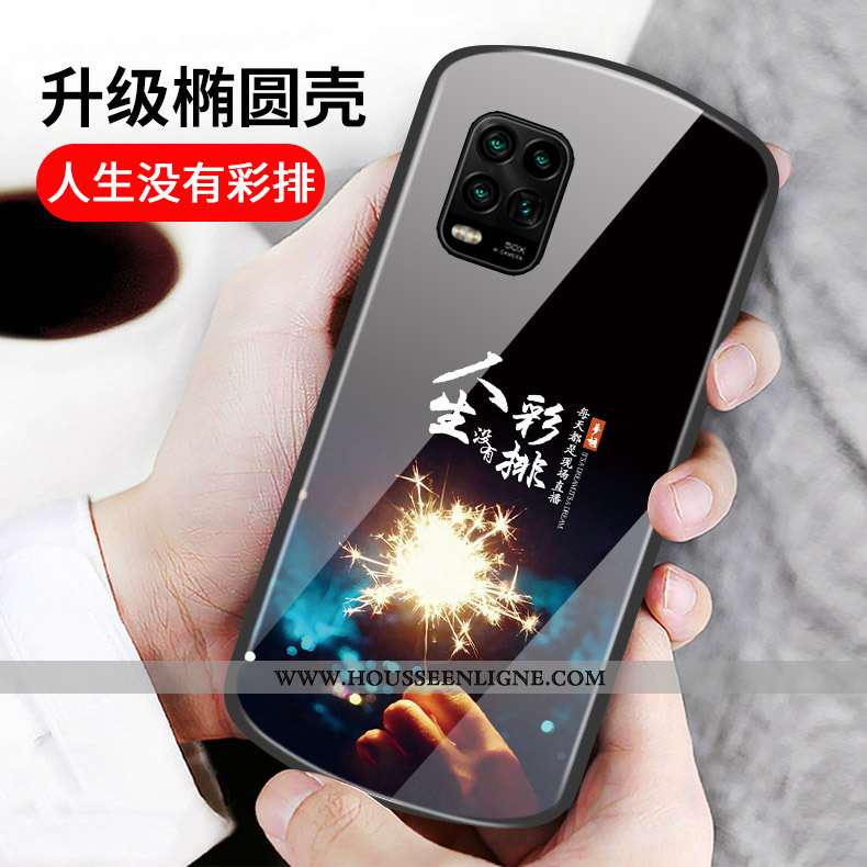 Étui Xiaomi Mi 10 Lite Verre Personnalité Cœur Incassable Rose Rond Téléphone Portable