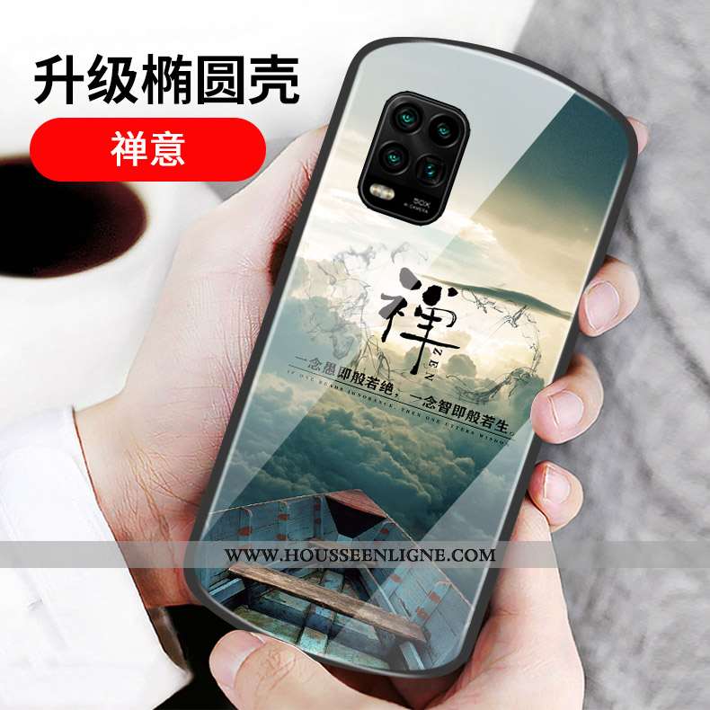 Étui Xiaomi Mi 10 Lite Verre Personnalité Cœur Incassable Rose Rond Téléphone Portable