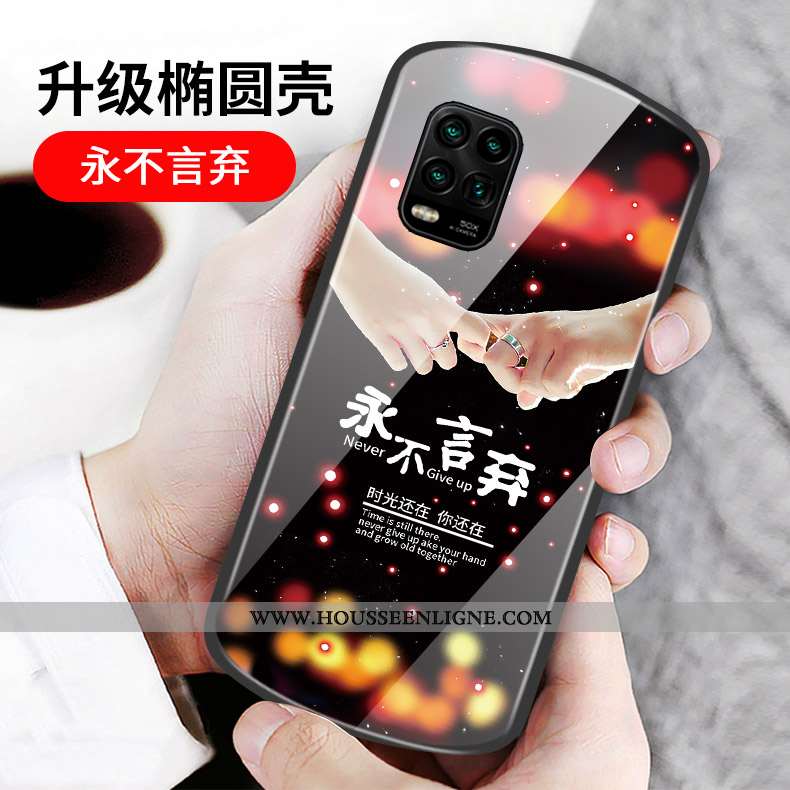Étui Xiaomi Mi 10 Lite Verre Personnalité Cœur Incassable Rose Rond Téléphone Portable