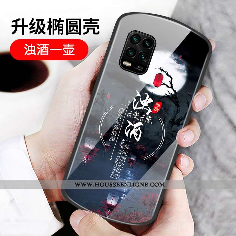 Étui Xiaomi Mi 10 Lite Verre Personnalité Cœur Incassable Rose Rond Téléphone Portable