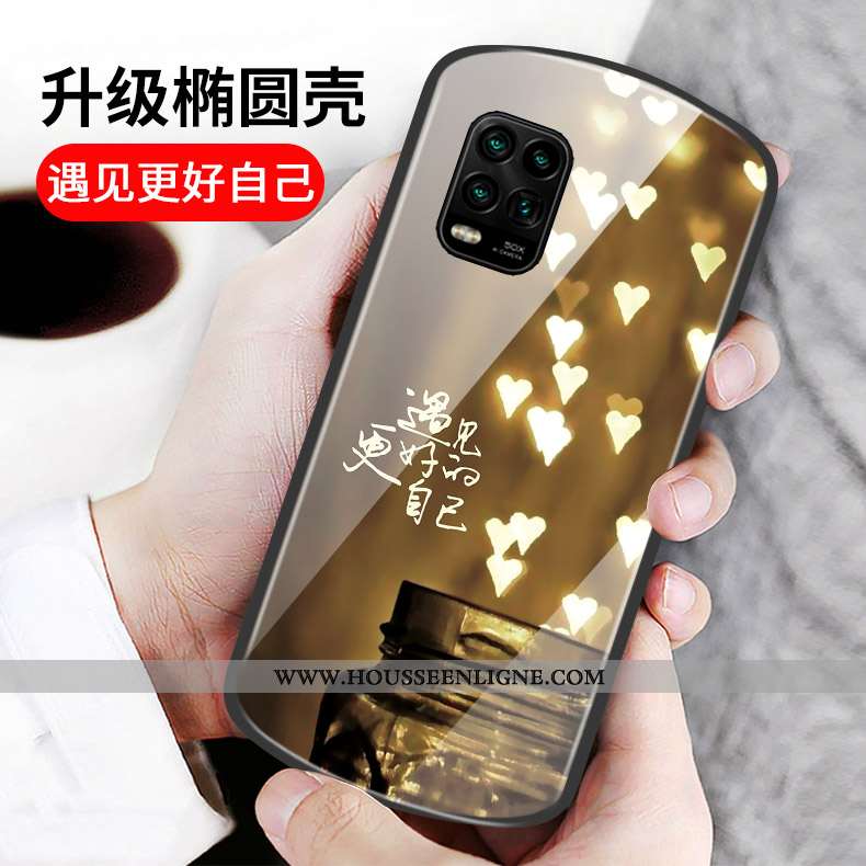 Étui Xiaomi Mi 10 Lite Verre Personnalité Cœur Incassable Rose Rond Téléphone Portable