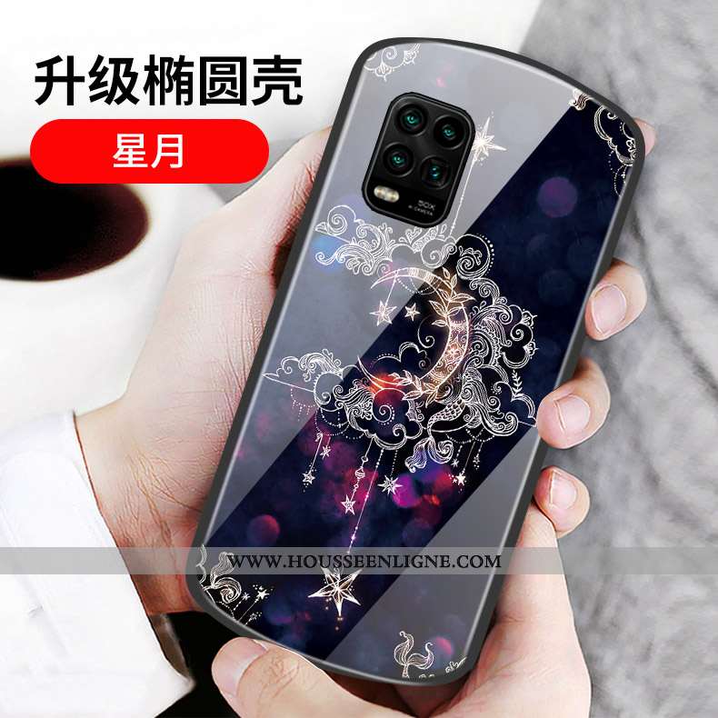 Étui Xiaomi Mi 10 Lite Verre Personnalité Cœur Incassable Rose Rond Téléphone Portable