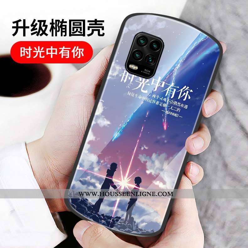 Étui Xiaomi Mi 10 Lite Verre Personnalité Cœur Incassable Rose Rond Téléphone Portable