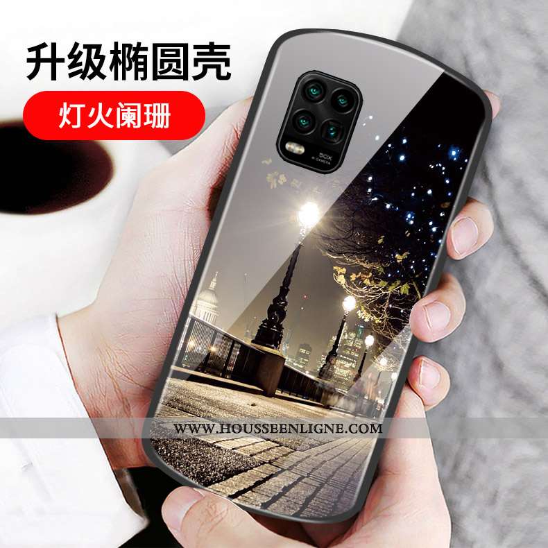 Étui Xiaomi Mi 10 Lite Verre Personnalité Cœur Incassable Rose Rond Téléphone Portable