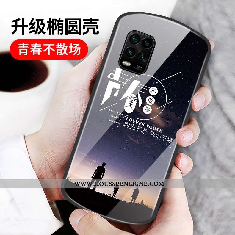 Étui Xiaomi Mi 10 Lite Verre Personnalité Cœur Incassable Rose Rond Téléphone Portable