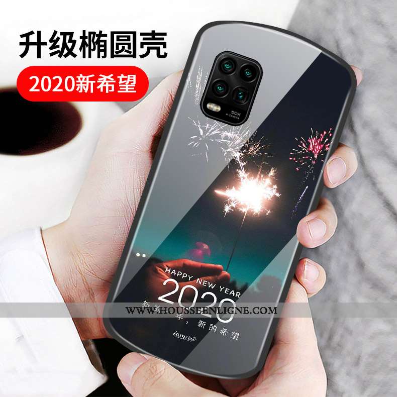 Étui Xiaomi Mi 10 Lite Verre Personnalité Cœur Incassable Rose Rond Téléphone Portable