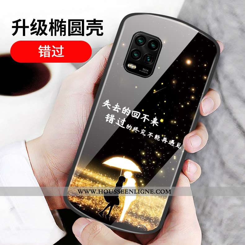 Étui Xiaomi Mi 10 Lite Verre Personnalité Cœur Incassable Rose Rond Téléphone Portable
