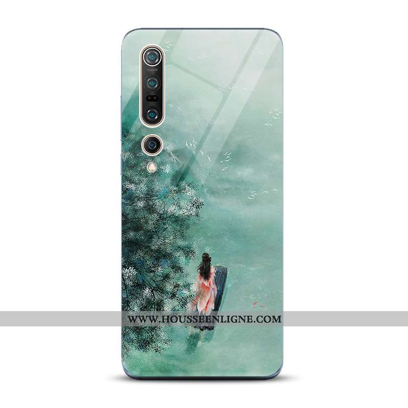 Étui Xiaomi Mi 10 Pro Tendance Protection Bleu Style Chinois Verre Incassable Nouveau