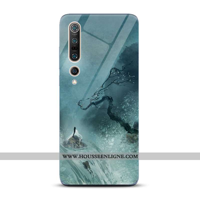 Étui Xiaomi Mi 10 Pro Tendance Protection Bleu Style Chinois Verre Incassable Nouveau