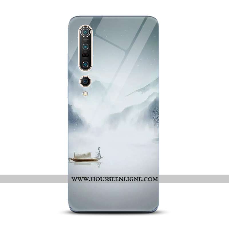 Étui Xiaomi Mi 10 Pro Tendance Protection Bleu Style Chinois Verre Incassable Nouveau