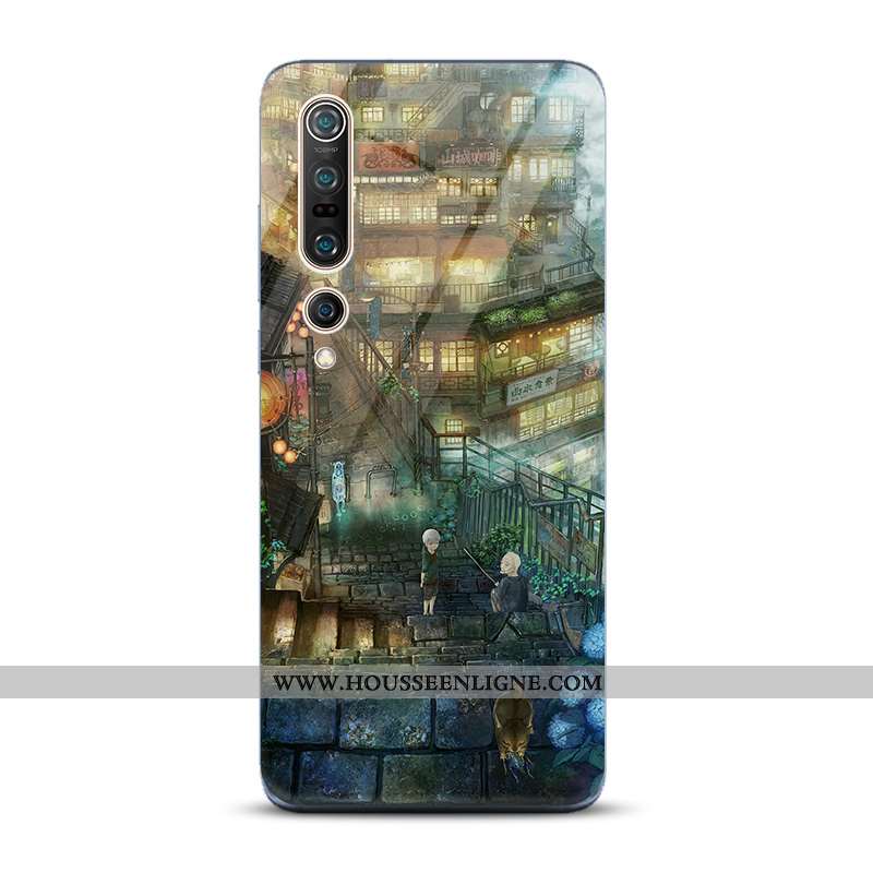 Étui Xiaomi Mi 10 Pro Tendance Protection Bleu Style Chinois Verre Incassable Nouveau