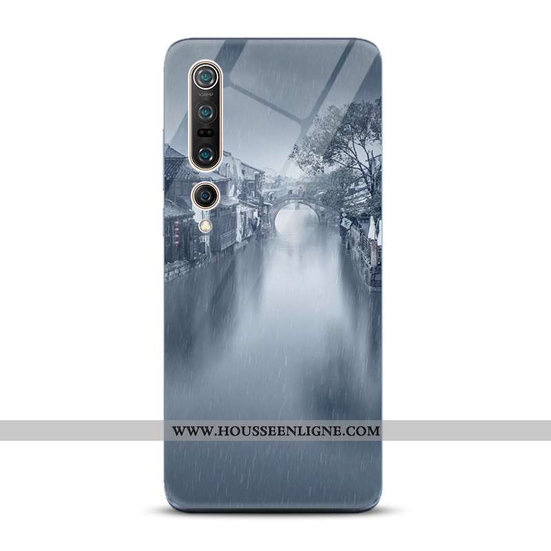 Étui Xiaomi Mi 10 Pro Tendance Protection Bleu Style Chinois Verre Incassable Nouveau