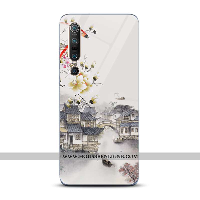 Étui Xiaomi Mi 10 Pro Tendance Protection Bleu Style Chinois Verre Incassable Nouveau