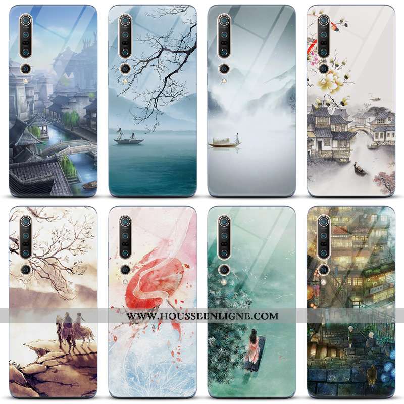 Étui Xiaomi Mi 10 Pro Tendance Protection Bleu Style Chinois Verre Incassable Nouveau