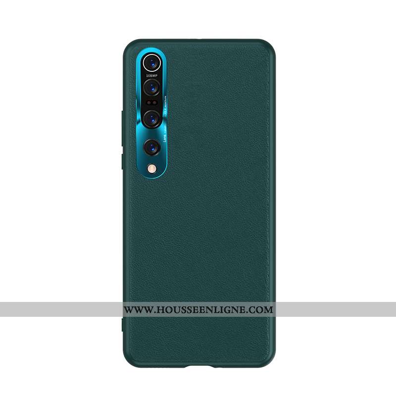 Étui Xiaomi Mi 10 Protection Délavé En Daim Jeunesse Luxe Cuir Personnalité Verte