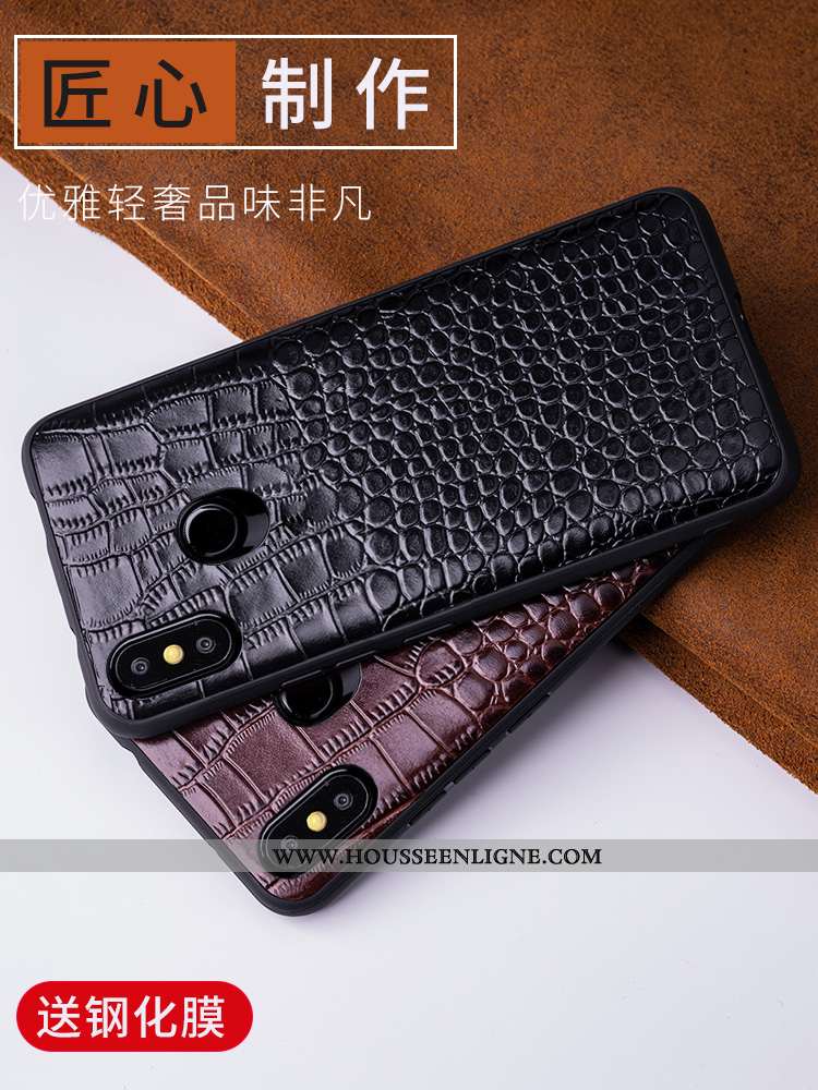 Étui Xiaomi Mi 8 Cuir Protection Incassable Tendance Personnalité Difficile Tout Compris Marron