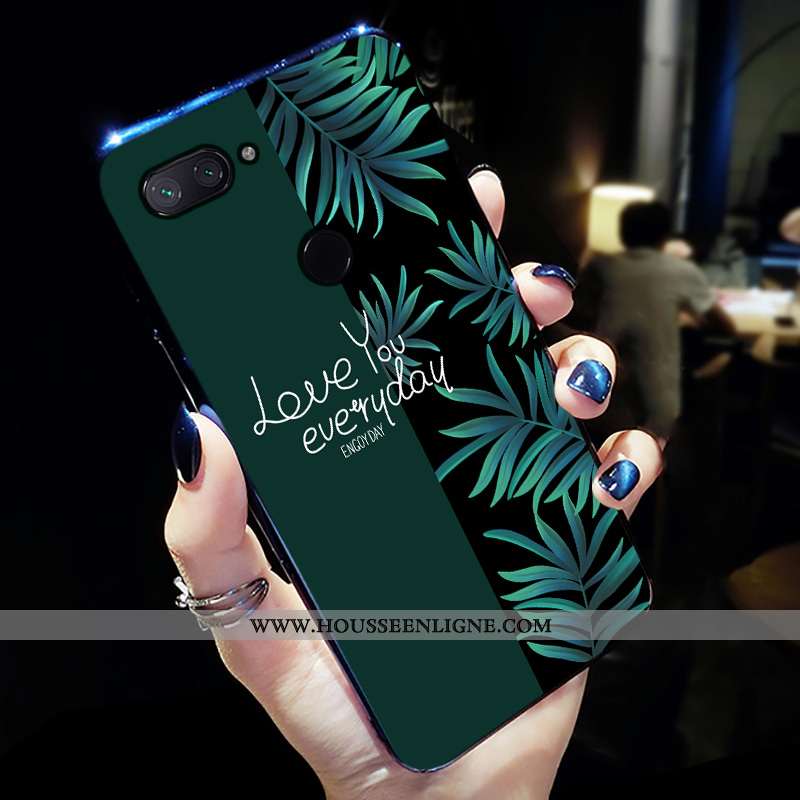 Étui Xiaomi Mi 8 Lite Créatif Dessin Animé Petit Délavé En Daim Noir Tout Compris Verte