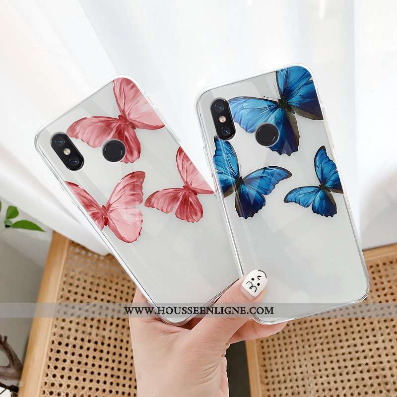 Étui Xiaomi Mi 8 Lite Dessin Animé Charmant Rose Rouge Papillon Simple Jeunesse