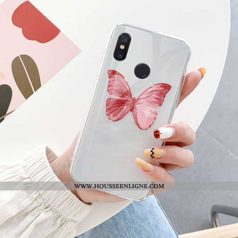 Étui Xiaomi Mi 8 Lite Dessin Animé Charmant Rose Rouge Papillon Simple Jeunesse